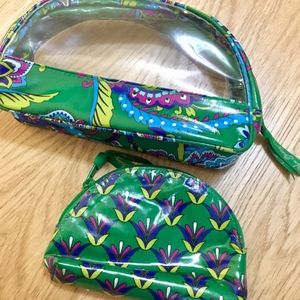 VERA BRADLEY Emerald Paisley Clear Cosmetic Duo